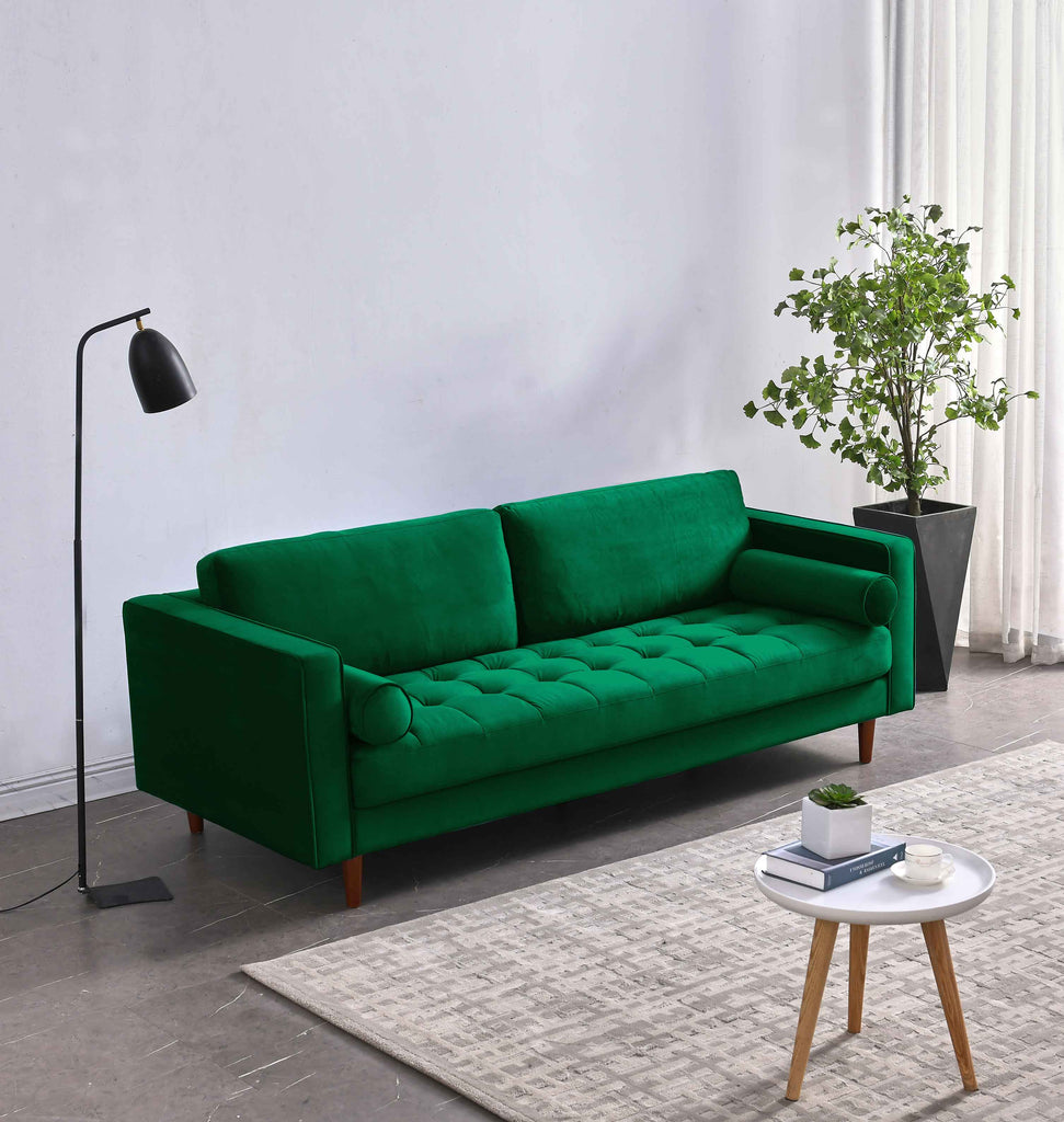 Rubeza Scott 3 Seater Velvet Sofa - Super Emerald Green