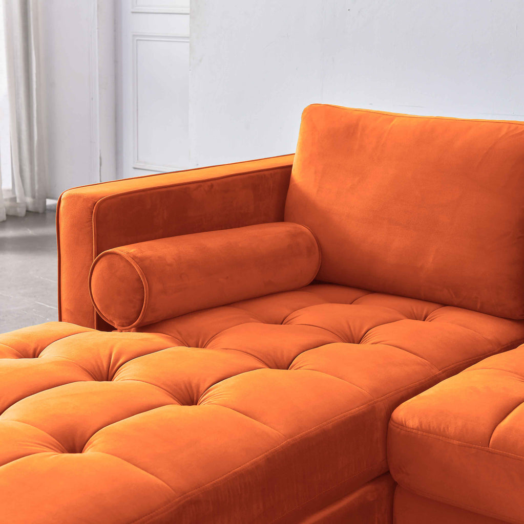 Rubeza Scott 4 Seater Left Hand Facing Chaise End Corner Sofa - Burnt Orange