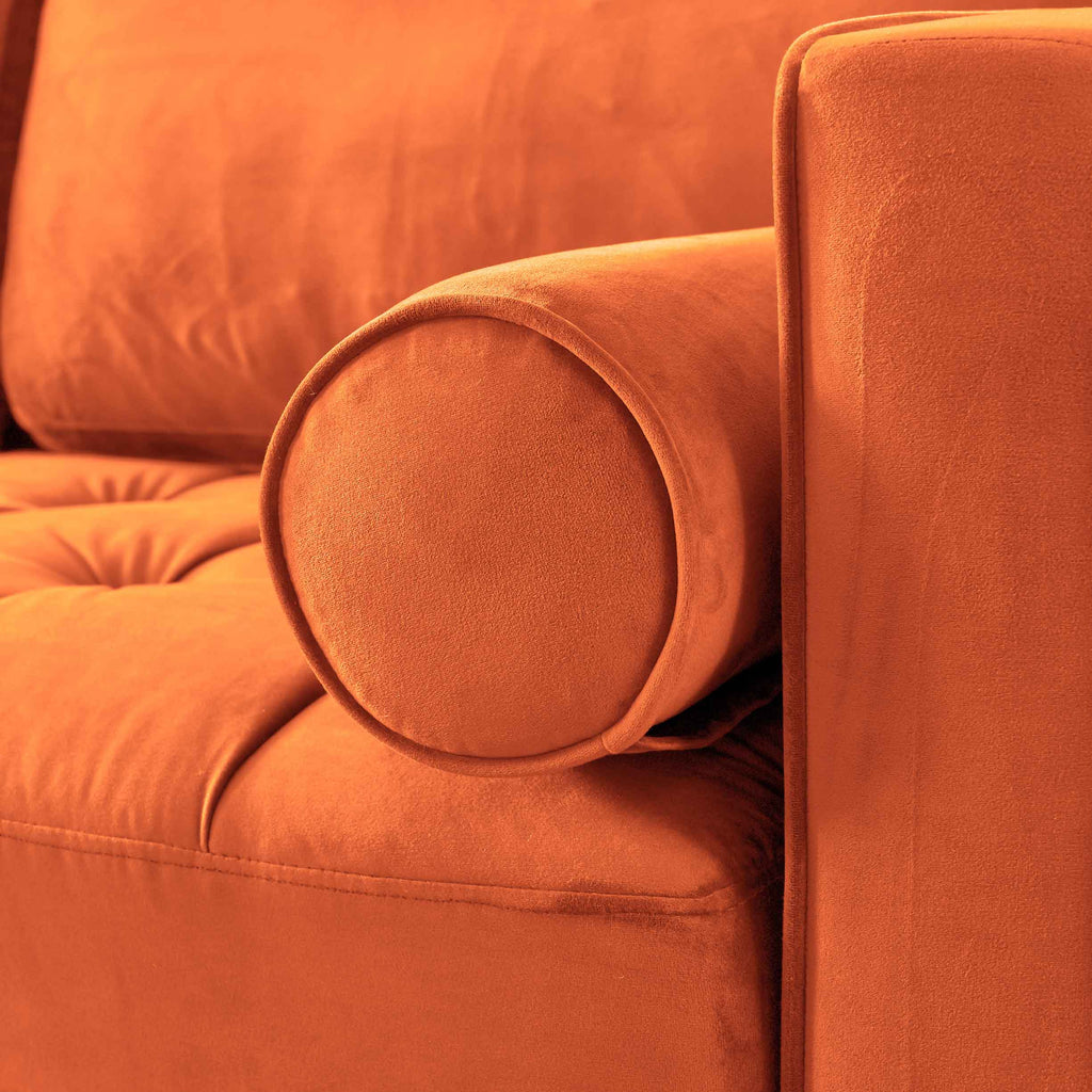 Rubeza Scott 4 Seater Left Hand Facing Chaise End Corner Sofa - Burnt Orange