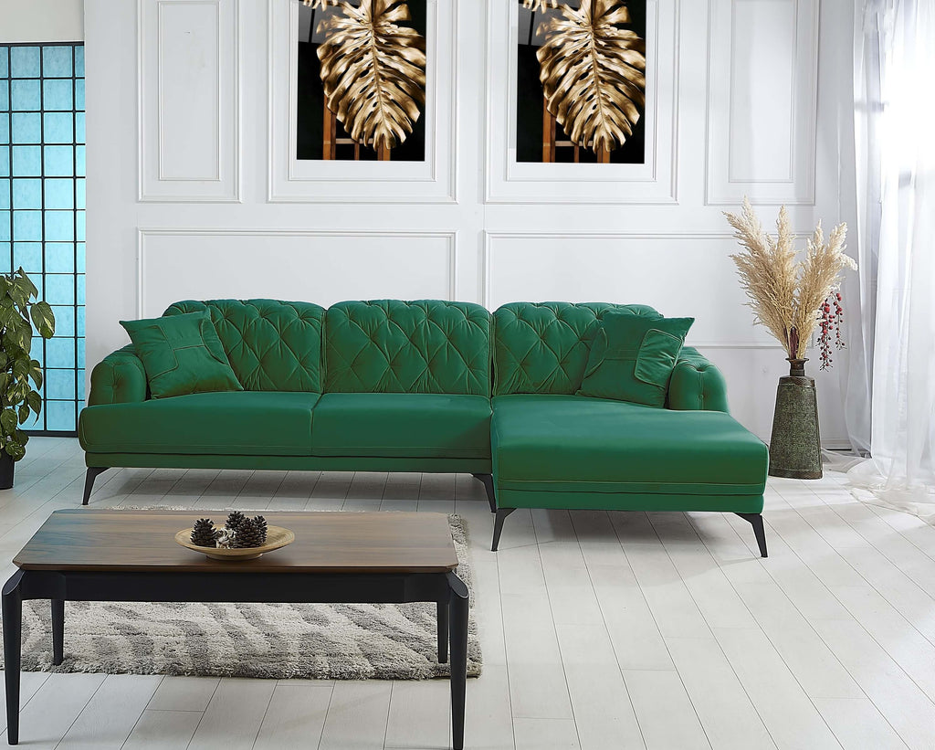 Rubeza Piera Right Hand Facing Corner Sofa - Super Emerald Green