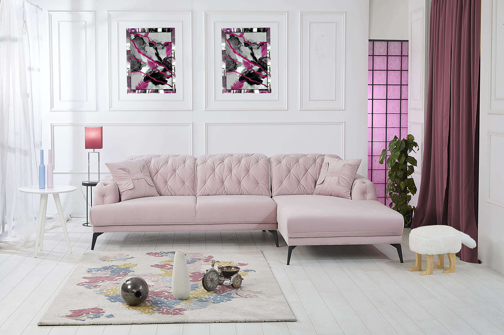 Rubeza Piera Right Hand Facing Corner Sofa - Taffy Pink
