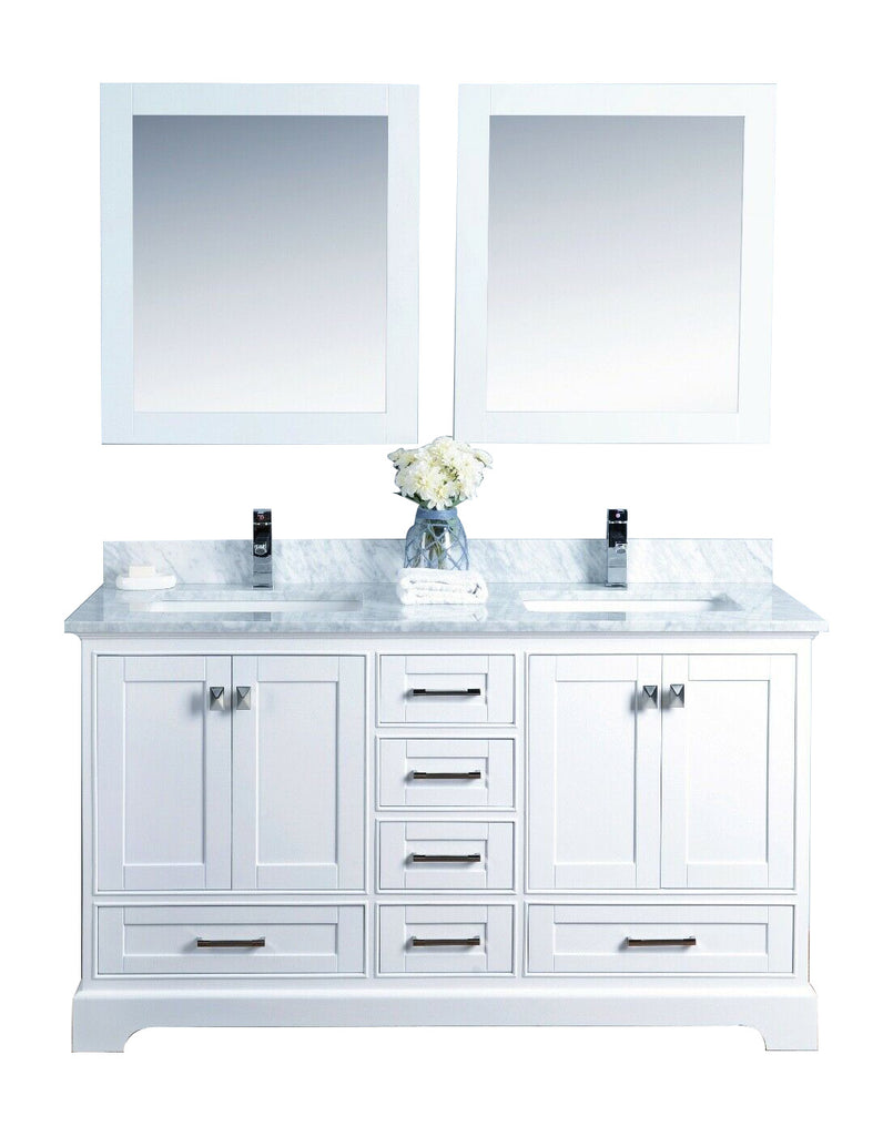 Rubeza 1500mm Charleston Vanity Unit with Carrara Marble Top - White & Chrome