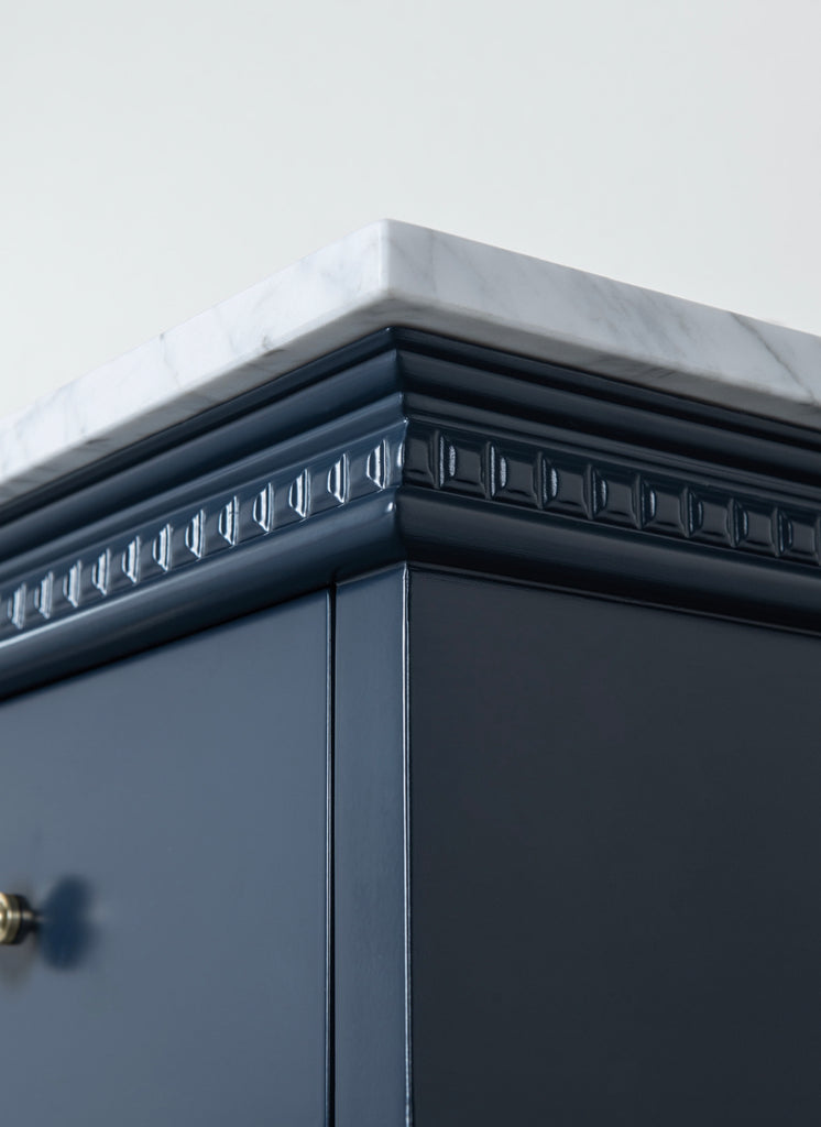 Rubeza 1500mm Didim X Vanity Unit with Carrara Marble Top - Dark Blue & Gold