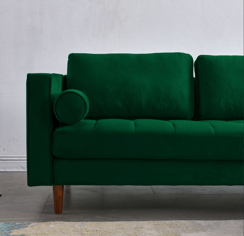 Rubeza Scott 4 Seater Left Hand Facing Chaise End Corner Sofa - Super Emerald Green