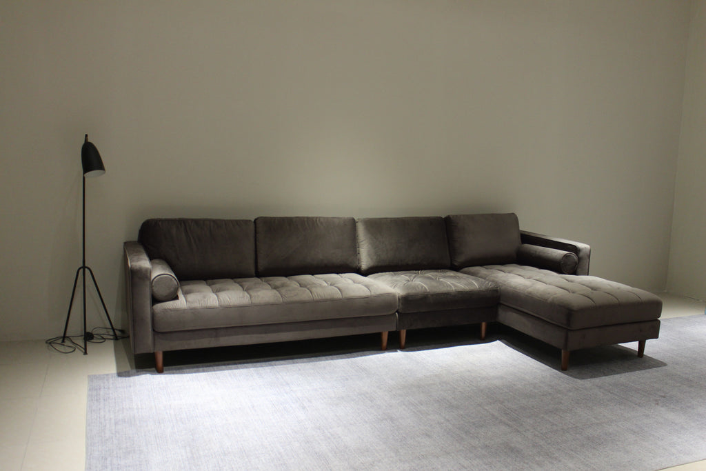 Rubeza Scott 5 Seater Right Hand Facing Chaise End Corner Sofa - Iron Grey