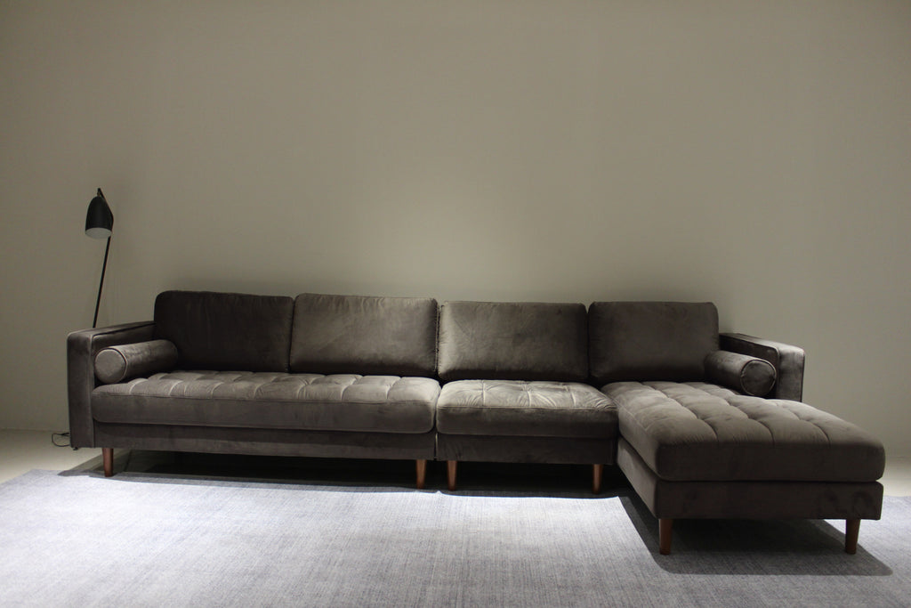 Rubeza Scott 5 Seater Right Hand Facing Chaise End Corner Sofa - Iron Grey