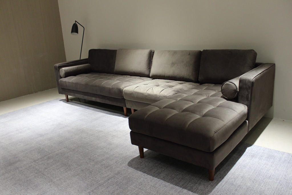 Rubeza Scott 5 Seater Right Hand Facing Chaise End Corner Sofa - Iron Grey
