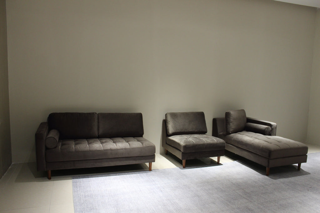 Rubeza Scott 5 Seater Right Hand Facing Chaise End Corner Sofa - Iron Grey