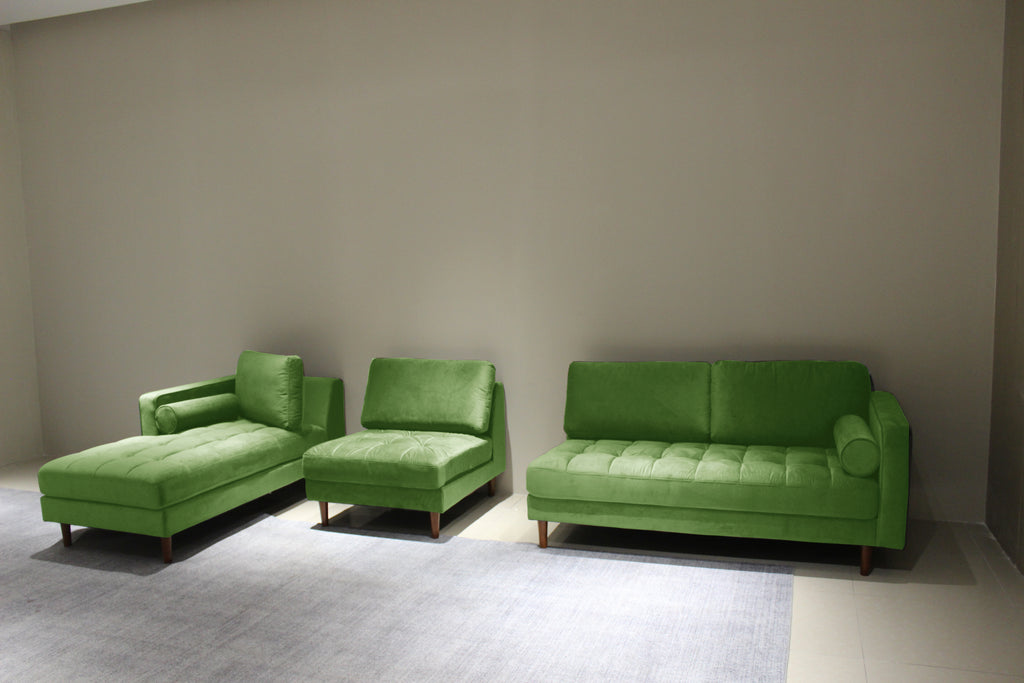 Rubeza Scott 5 Seater Left Hand Facing Chaise End Corner Sofa - Grass Green 2