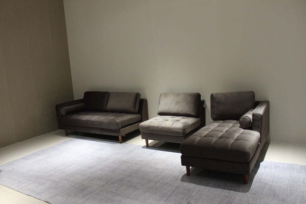 Rubeza Scott 5 Seater Right Hand Facing Chaise End Corner Sofa - Iron Grey