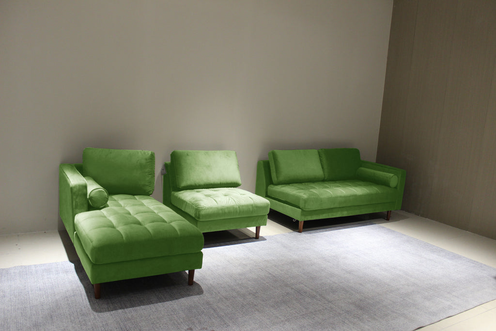 Rubeza Scott 5 Seater Left Hand Facing Chaise End Corner Sofa - Grass Green 2