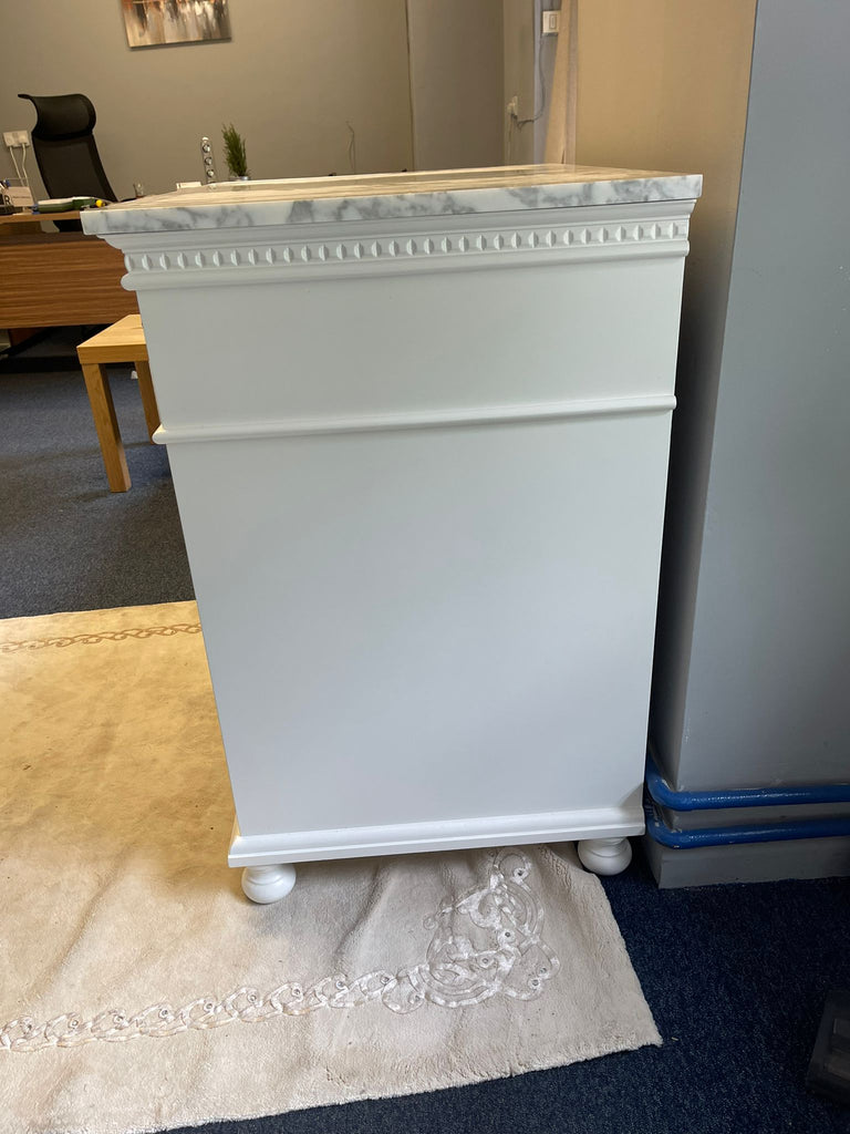 750mm Didim Side Board with Carrara Marble Top - White & Gold