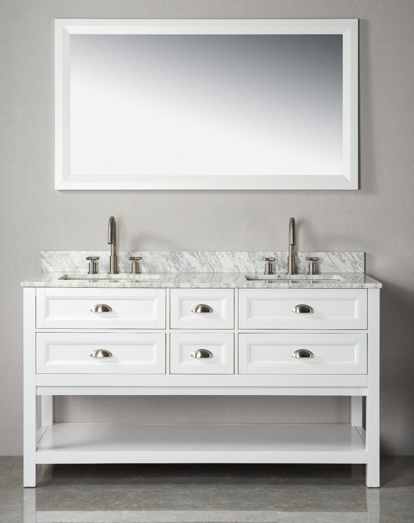 Rubeza 1500mm Allwood Vanity Unit , Carrara Marble Top - White & Chrome