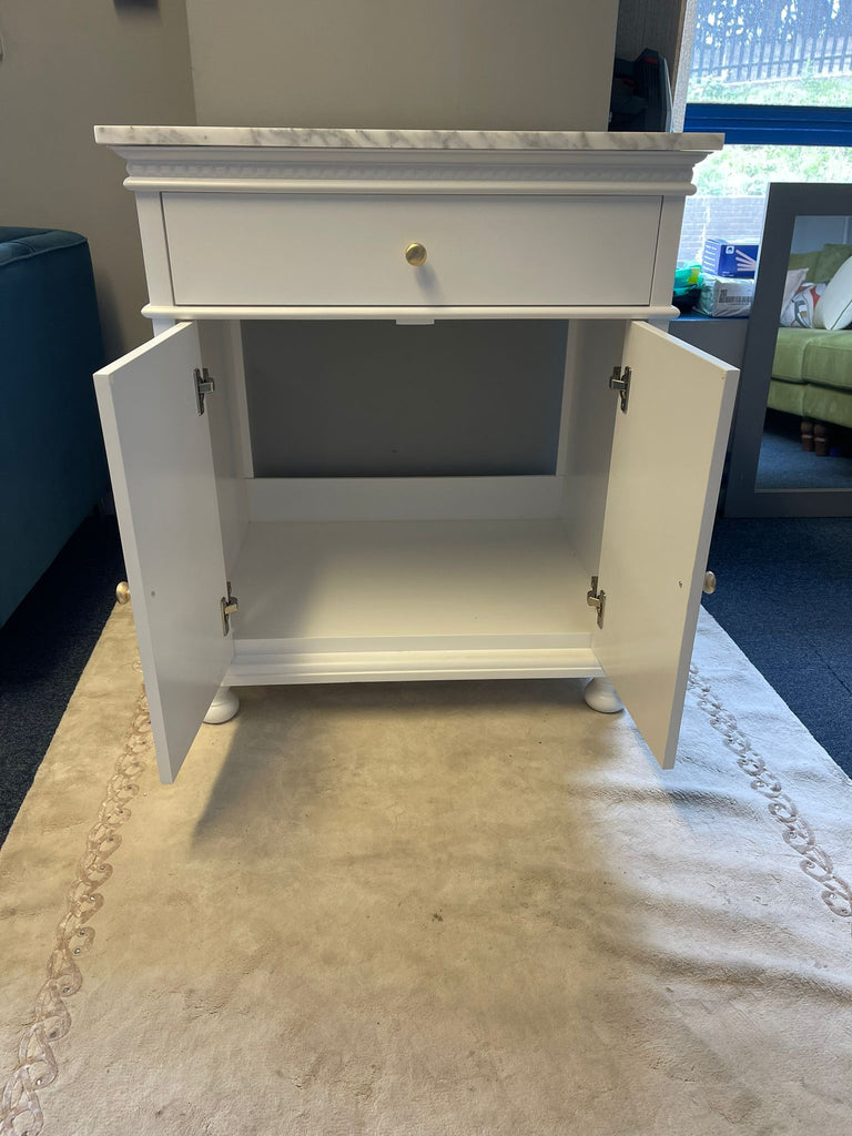 750mm Didim Side Board with Carrara Marble Top - White & Gold