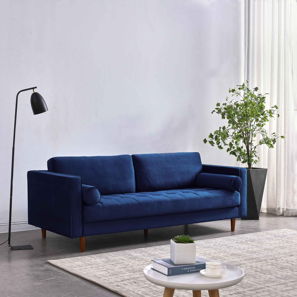 Rubeza Scott 3 Seater Velvet Sofa - Indigo Blue