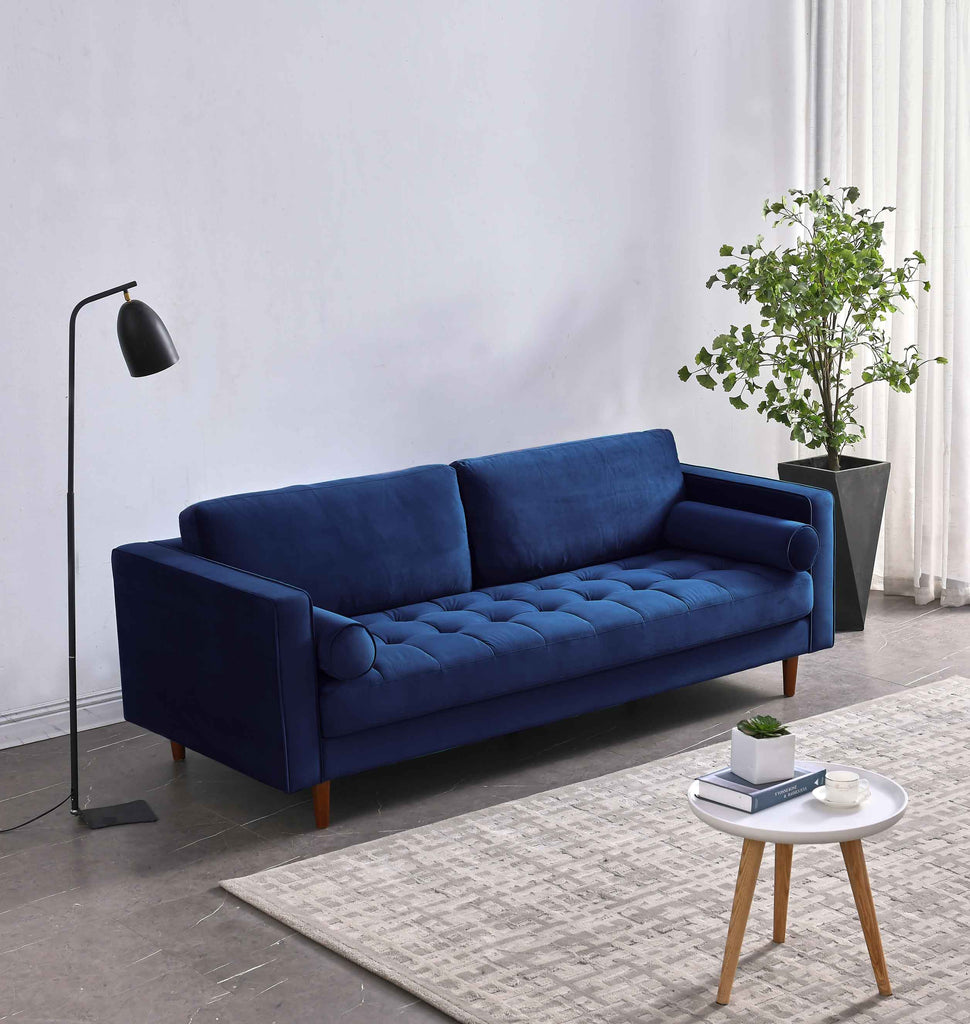 Rubeza Scott 3 Seater Velvet Sofa - Indigo Blue