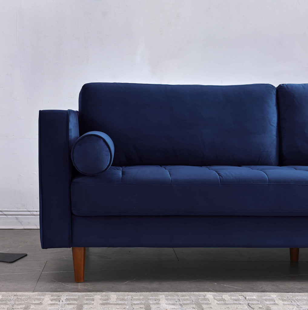Rubeza Scott 3 Seater Velvet Sofa - Indigo Blue