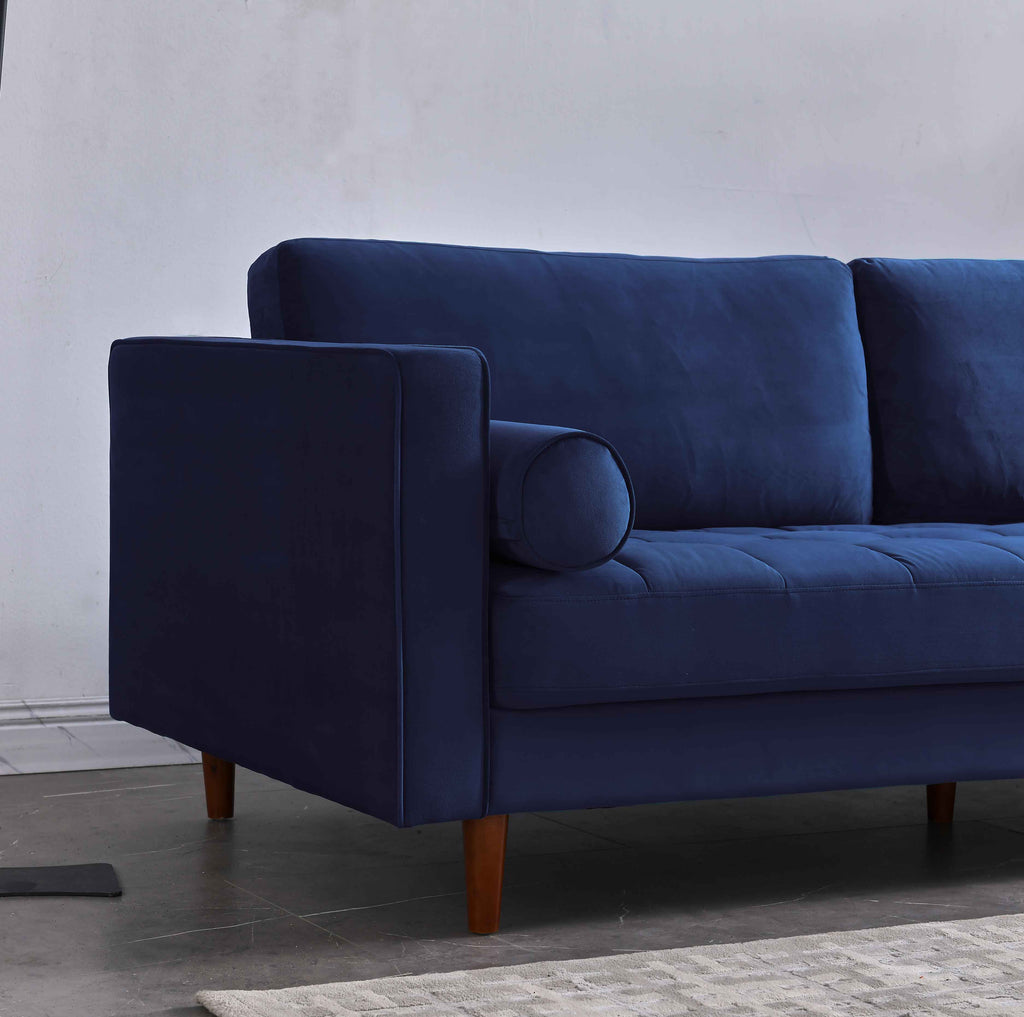 Rubeza Scott 3 Seater Velvet Sofa - Indigo Blue