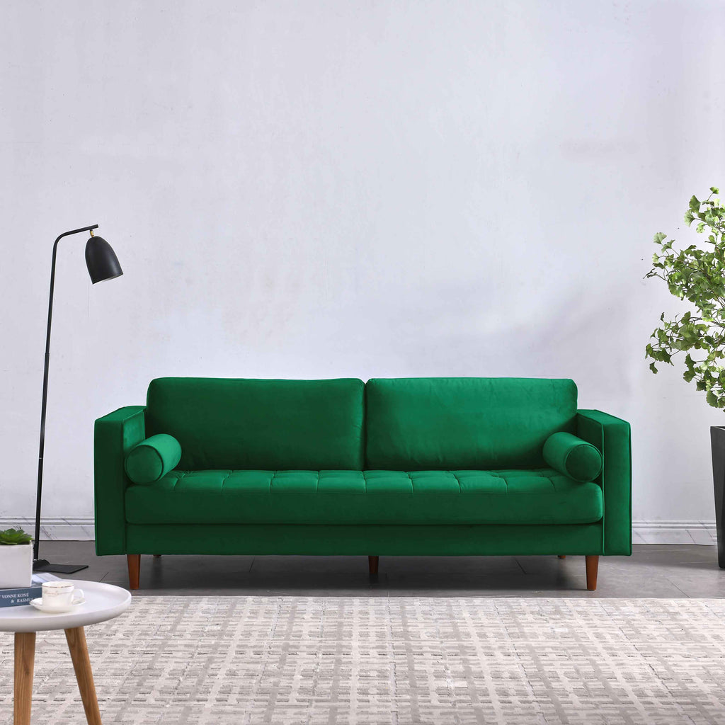 Rubeza Scott 3 Seater Velvet Sofa - Super Emerald Green