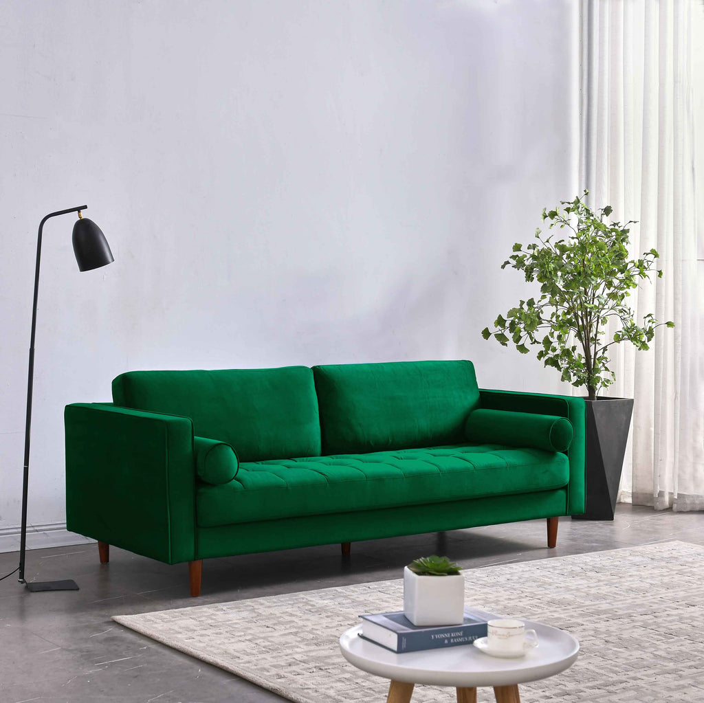 Rubeza Scott 3 Seater Velvet Sofa - Super Emerald Green