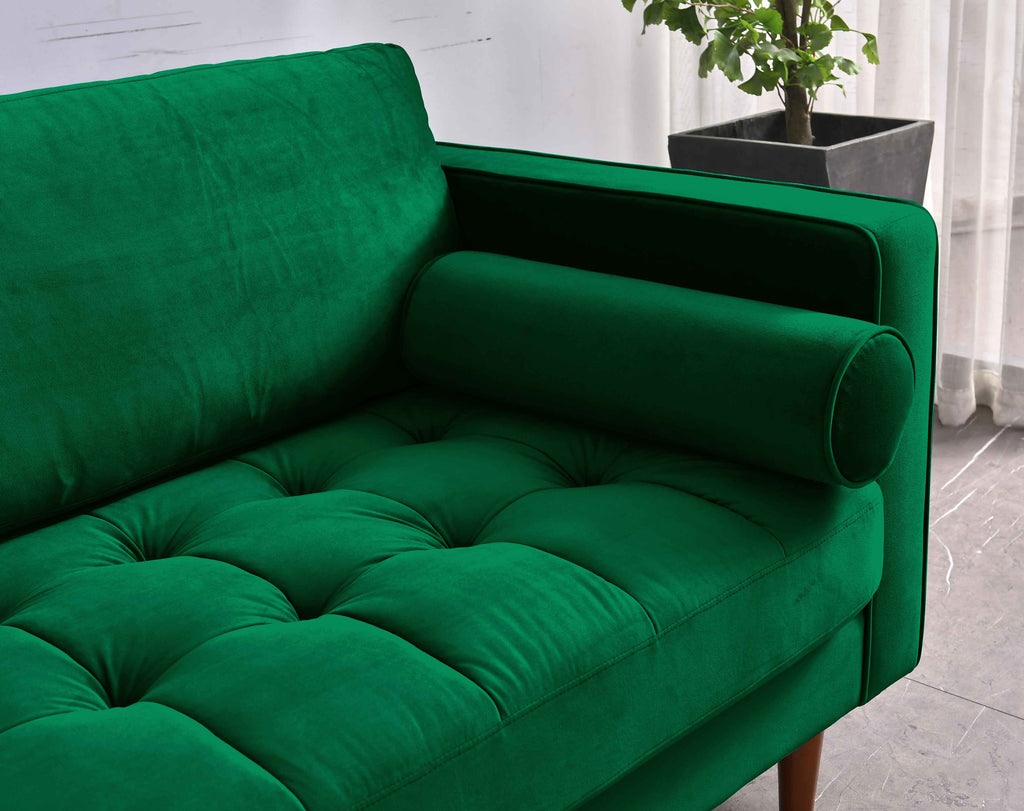 Rubeza Scott 3 Seater Velvet Sofa - Super Emerald Green