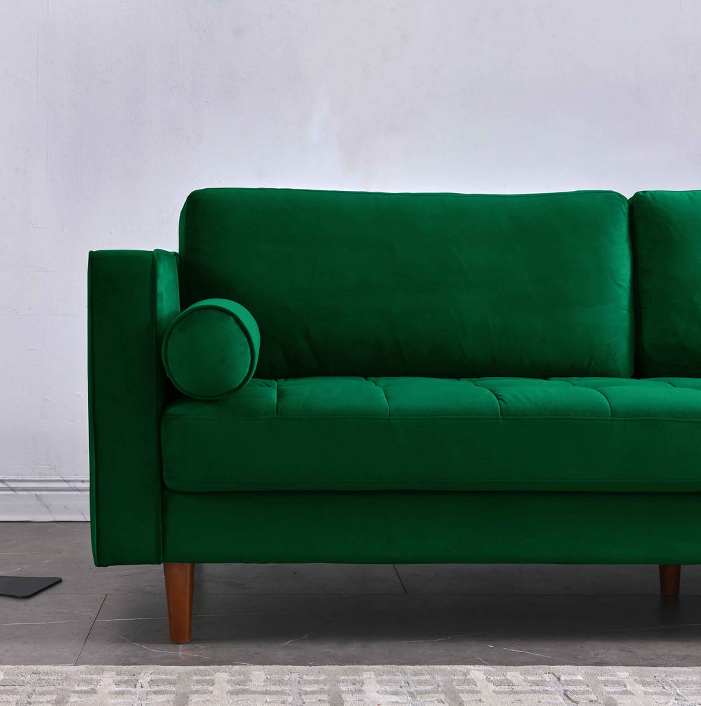 Rubeza Scott 3 Seater Velvet Sofa - Super Emerald Green