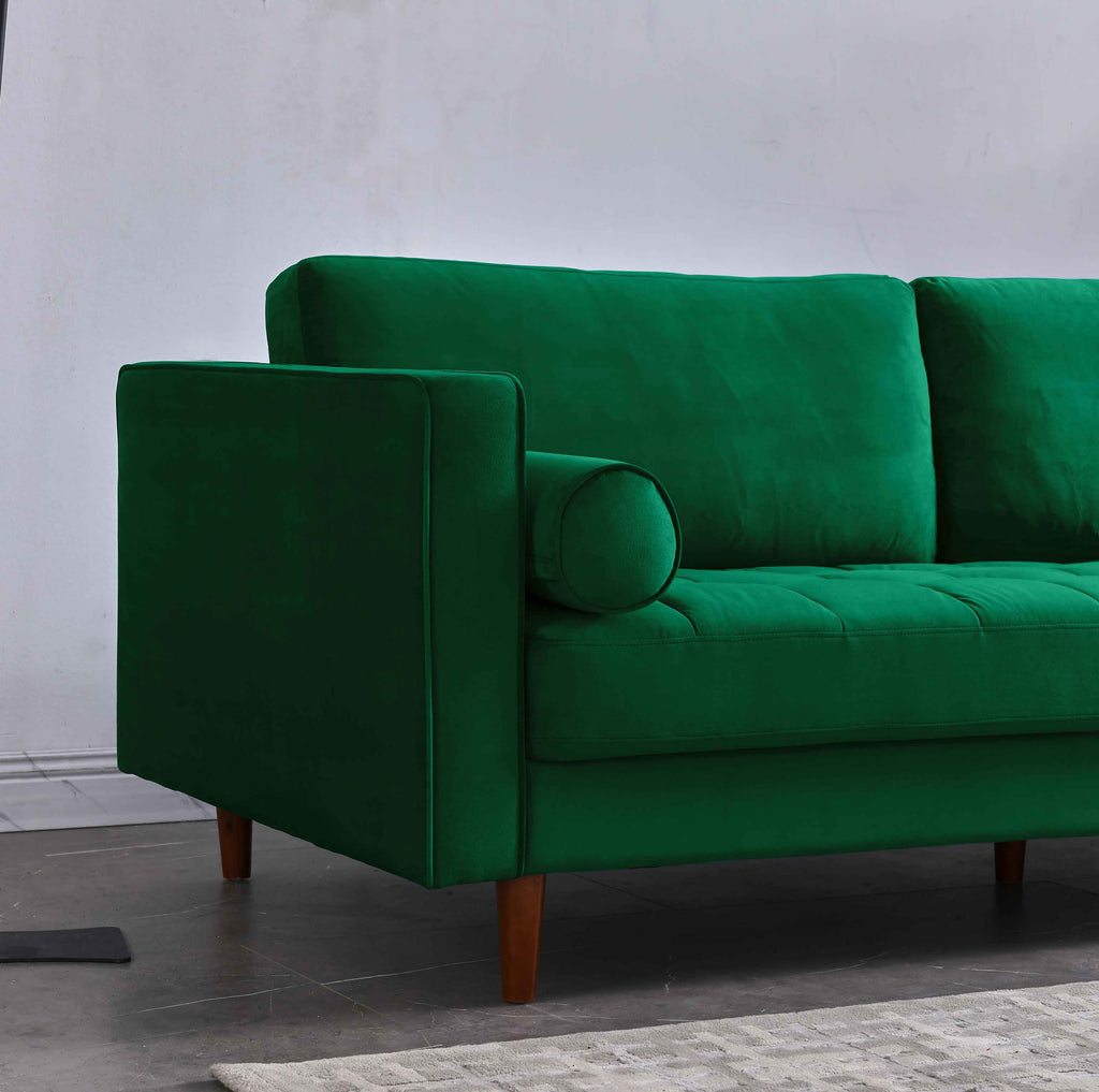 Rubeza Scott 3 Seater Velvet Sofa - Super Emerald Green