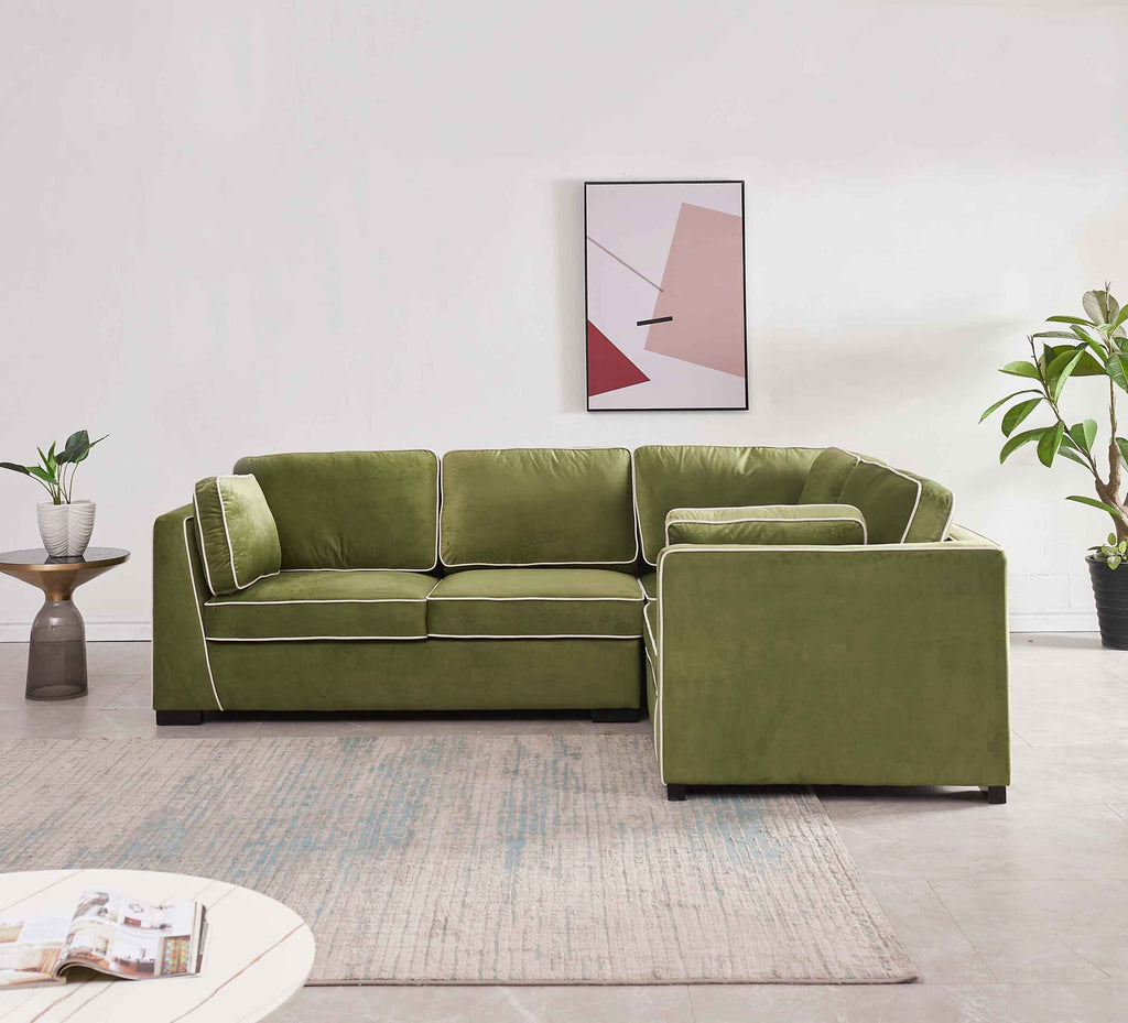 Rubeza Brora 4 Seater Right Hand Facing Corner Sofa - Grass Green