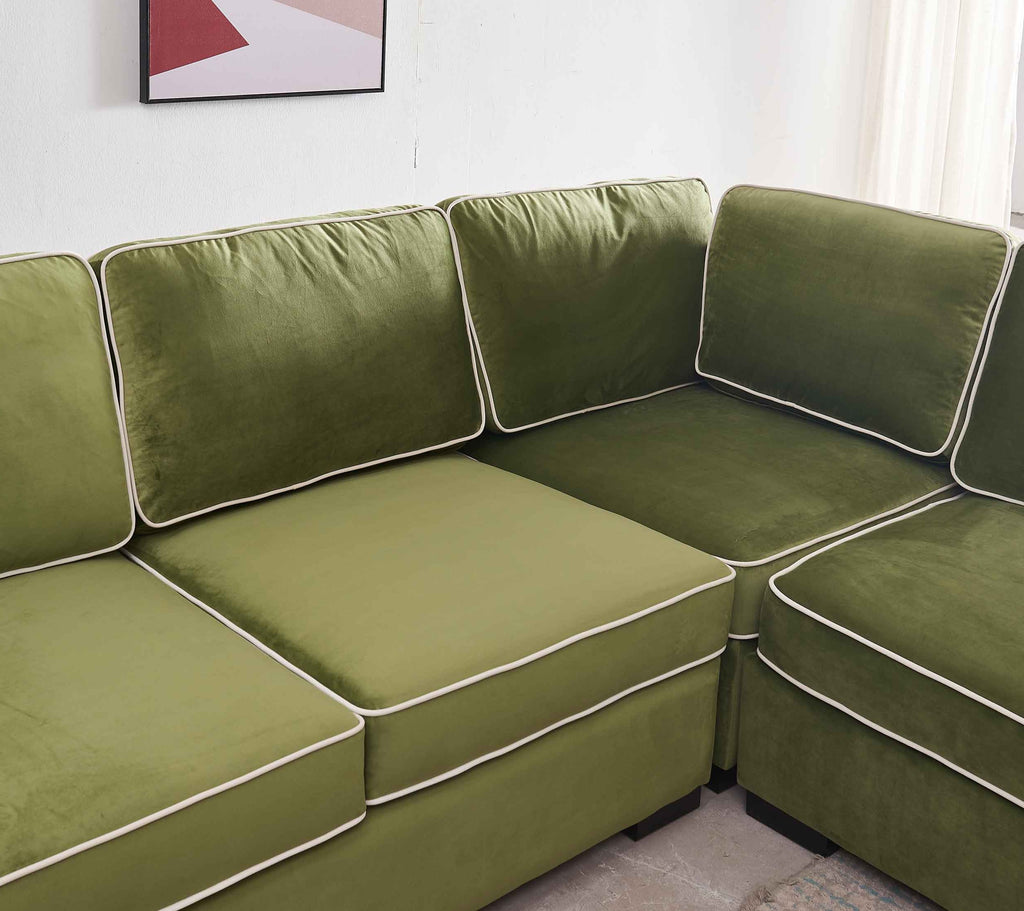 Rubeza Brora 4 Seater Right Hand Facing Corner Sofa - Grass Green