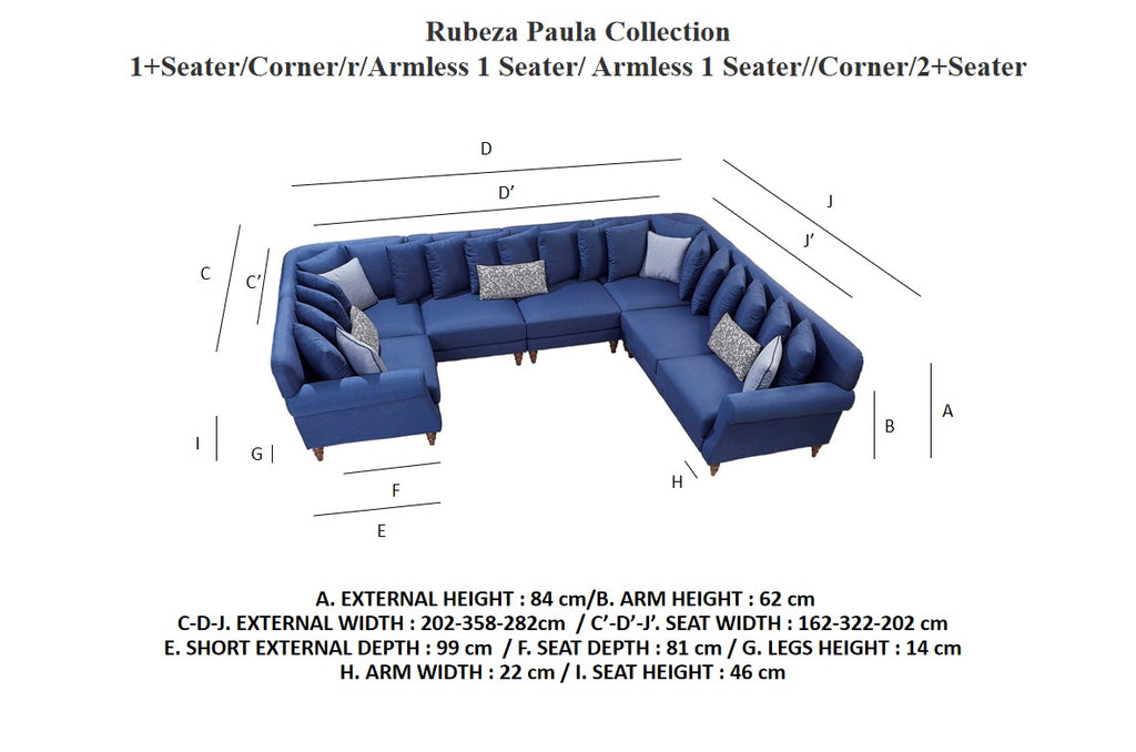 Rubeza Paula 1+Seater/Corner/Armless 1 Seater/Armless 1 Seater/Corner/2+Seater  - Daisy White