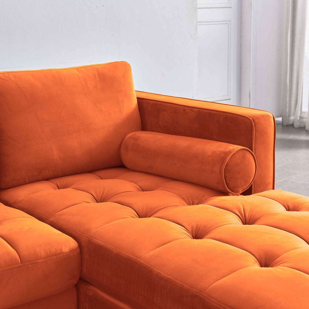Rubeza Scott 4 Seater Right Hand Facing Chaise End Corner Sofa - Burnt Orange