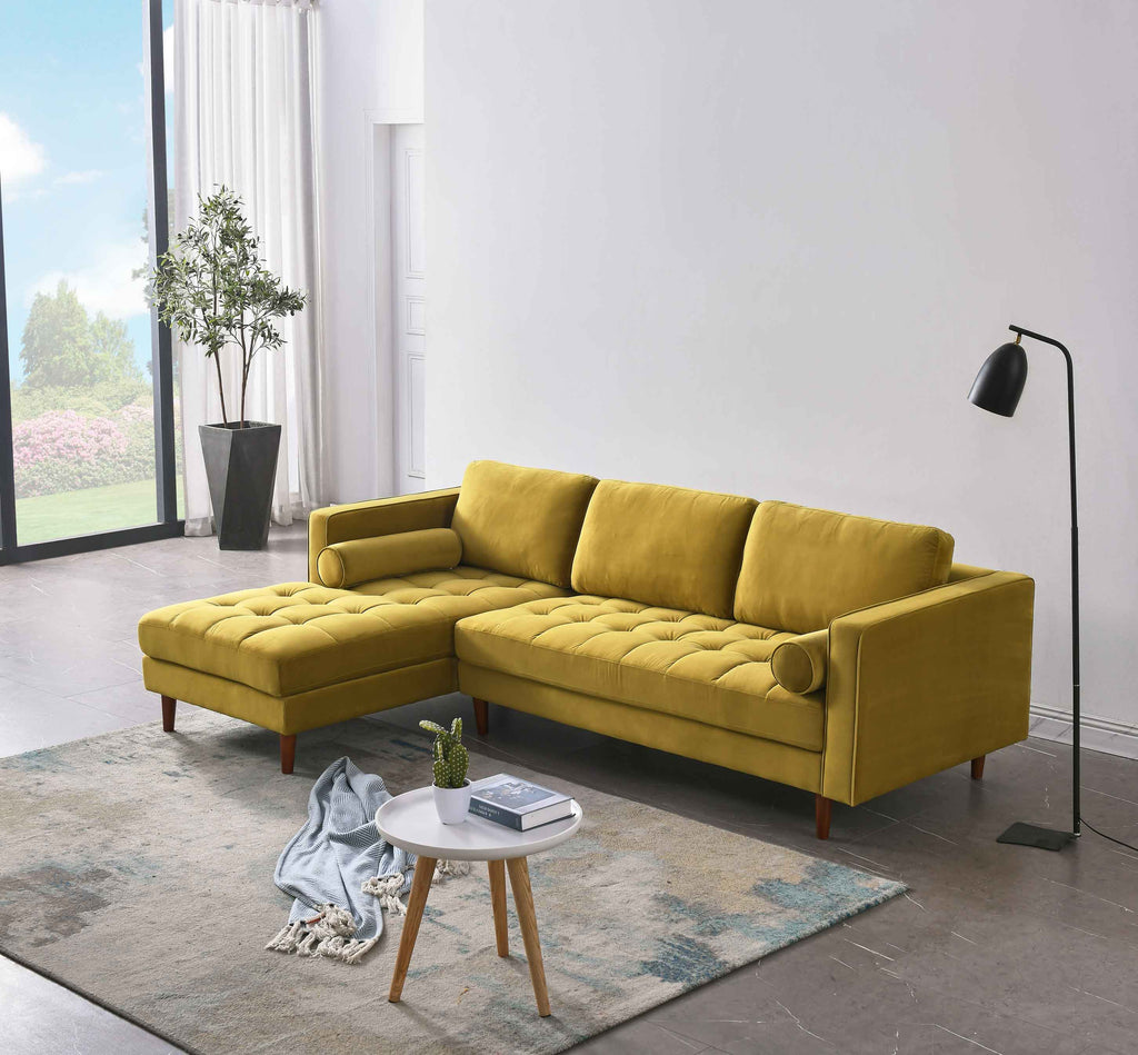 Rubeza Scott 4 Seater Left Hand Facing Chaise End Corner Sofa - Posh Gold