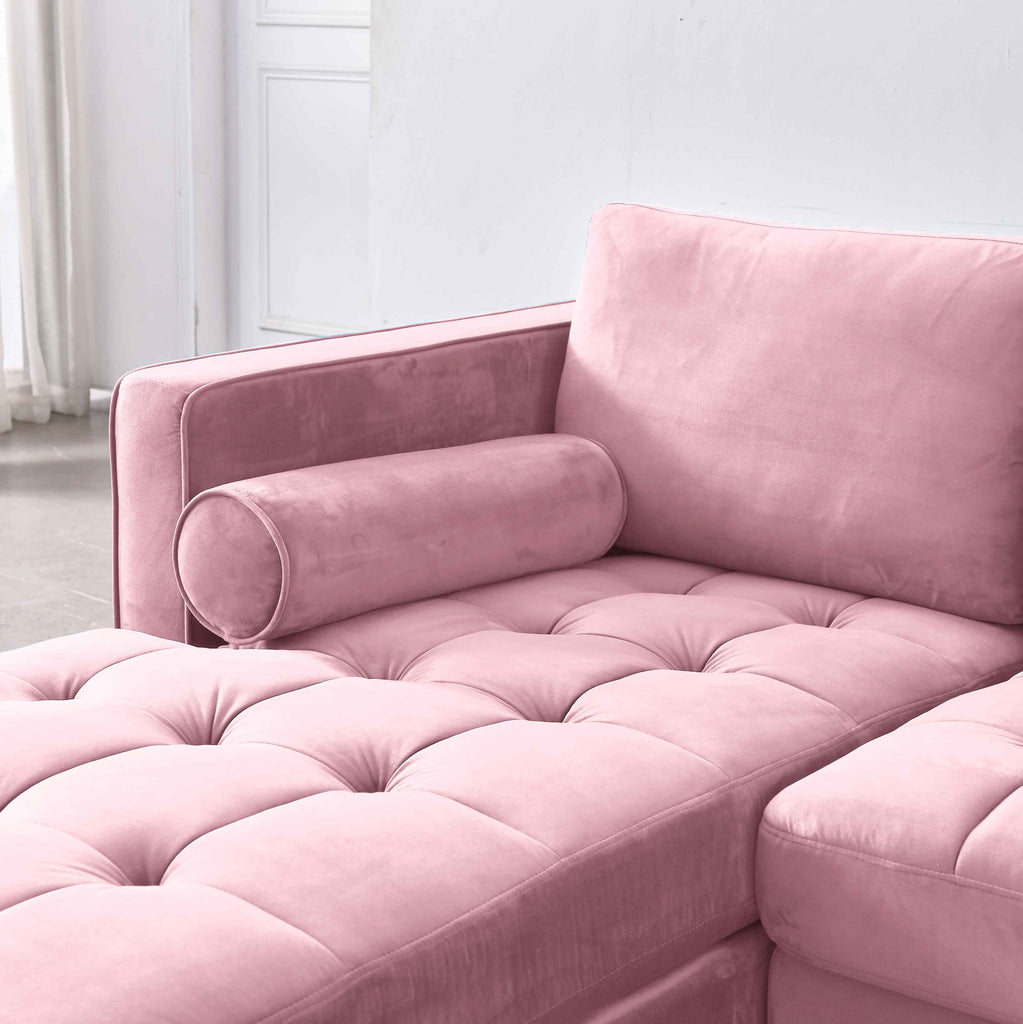 Rubeza Scott 4 Seater Left Hand Facing Chaise End Corner Sofa  - Taffy Pink