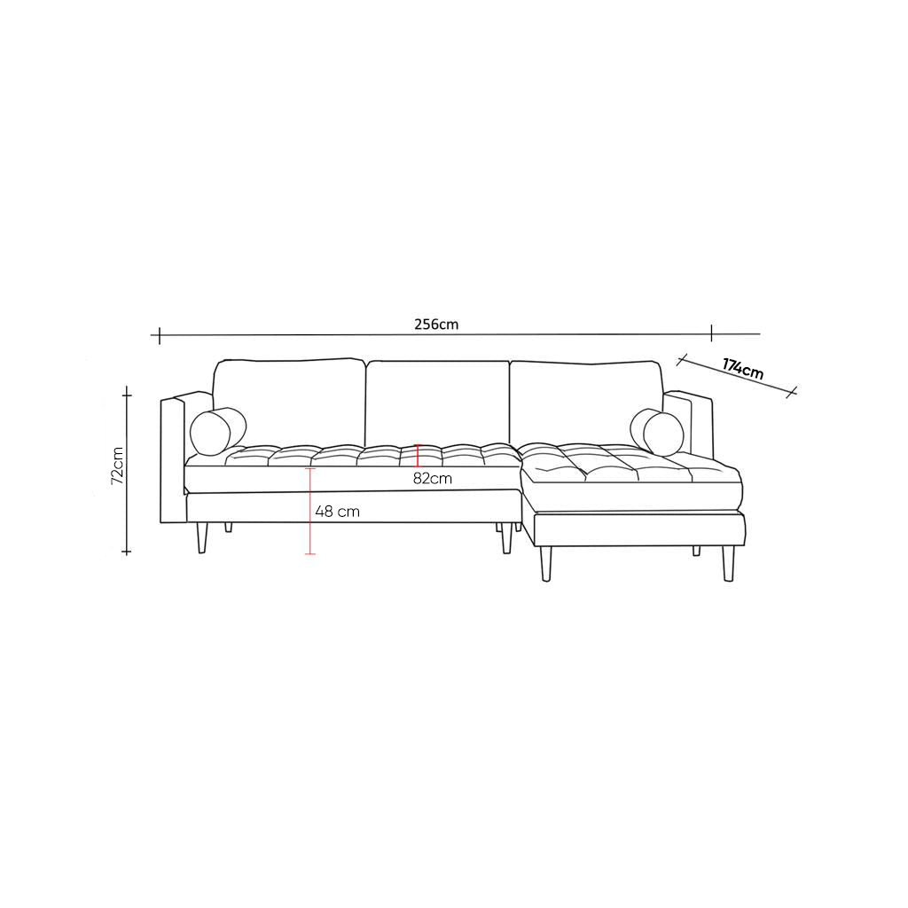 Rubeza Scott 4 Seater Left Hand Facing Chaise End Corner Sofa - Ocean Green