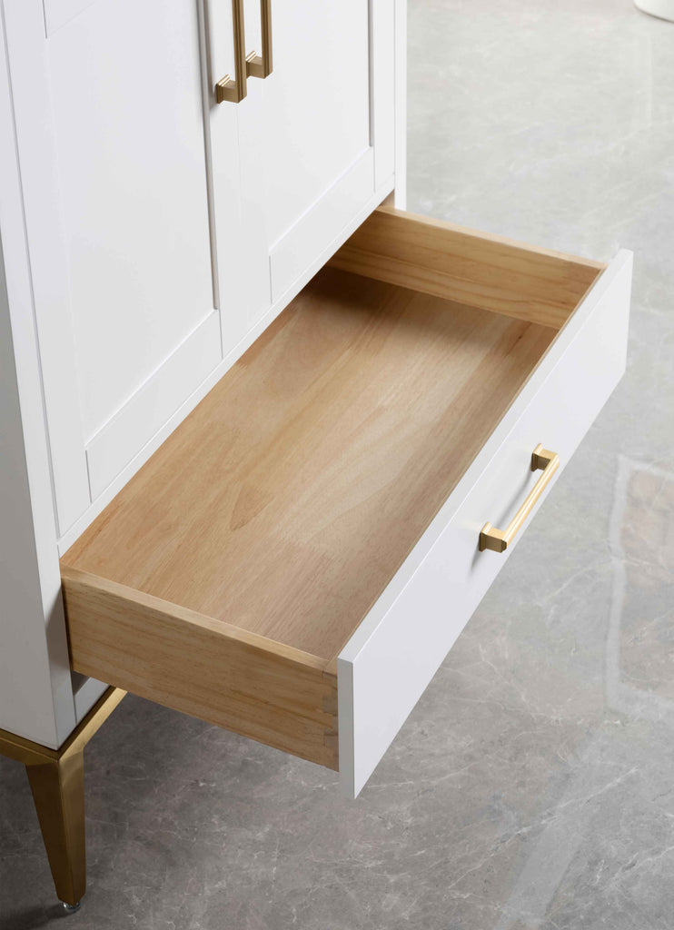 Rubeza 600mm Anatolia Vanity Unit with Calacatta Quartz Top - White & Gold