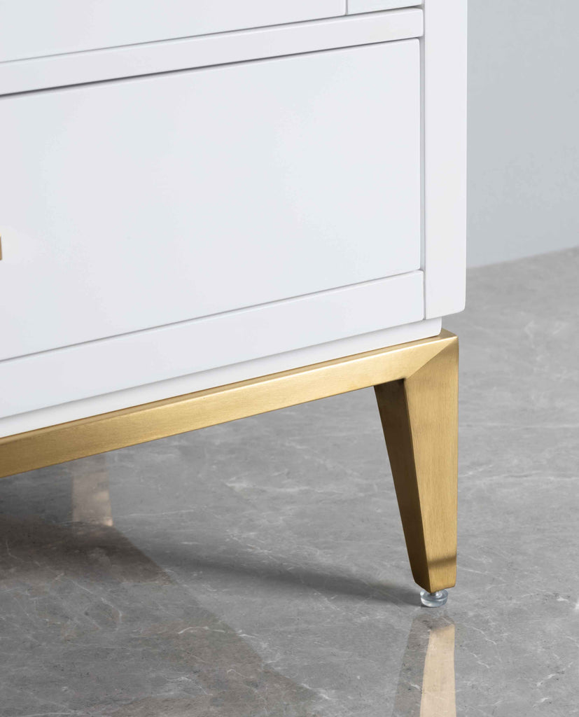 Rubeza 600mm Anatolia Vanity Unit with Calacatta Quartz Top - White & Gold