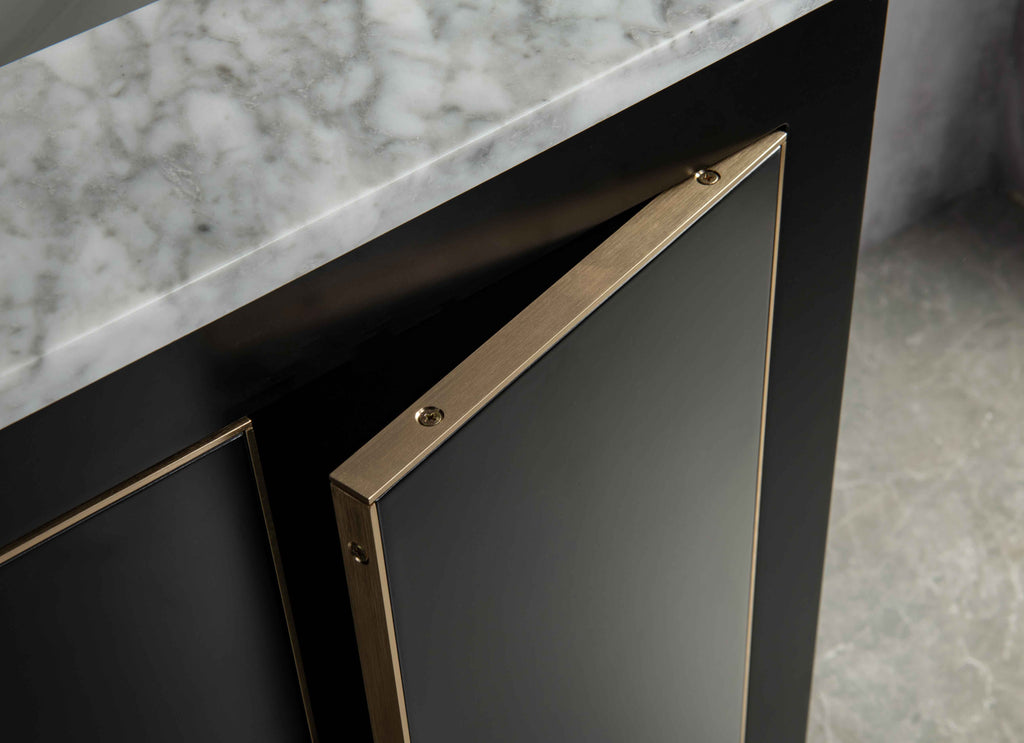 Rubeza 750mm Dukes Vanity Unit with Carrara Marble Top - Black & Gold