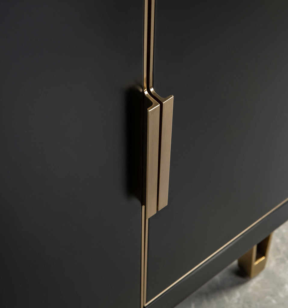 Rubeza 750mm Dukes Vanity Unit with Carrara Marble Top - Black & Gold