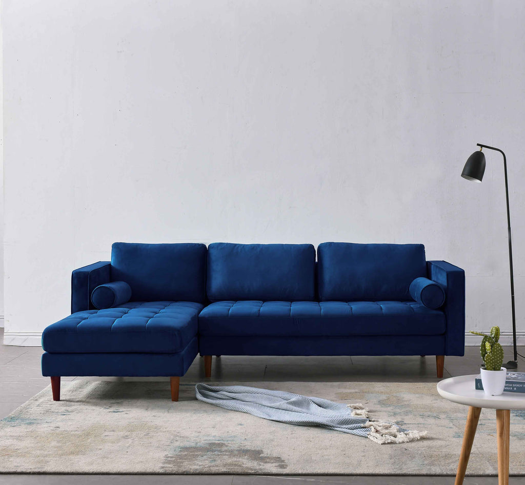 Rubeza Scott 4 Seater Left Hand Facing Chaise End Corner Sofa - Indigo Blue