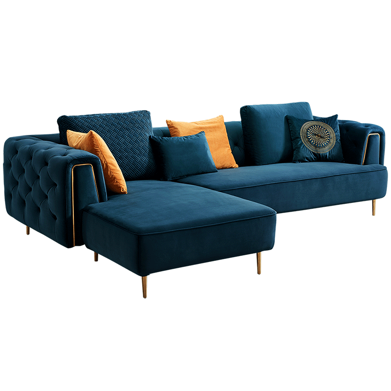 Rubeza Sofia Collection Left Hand Facing Corner Sofa - Dark Blue