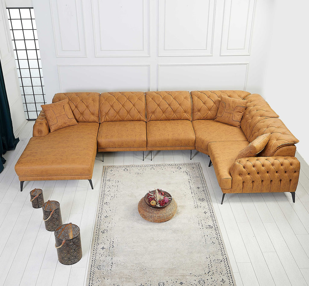 Rubeza Piera Chaise/Armless 1 Seater/Armless 1 Seater/ Corner/1+Seater - Tan