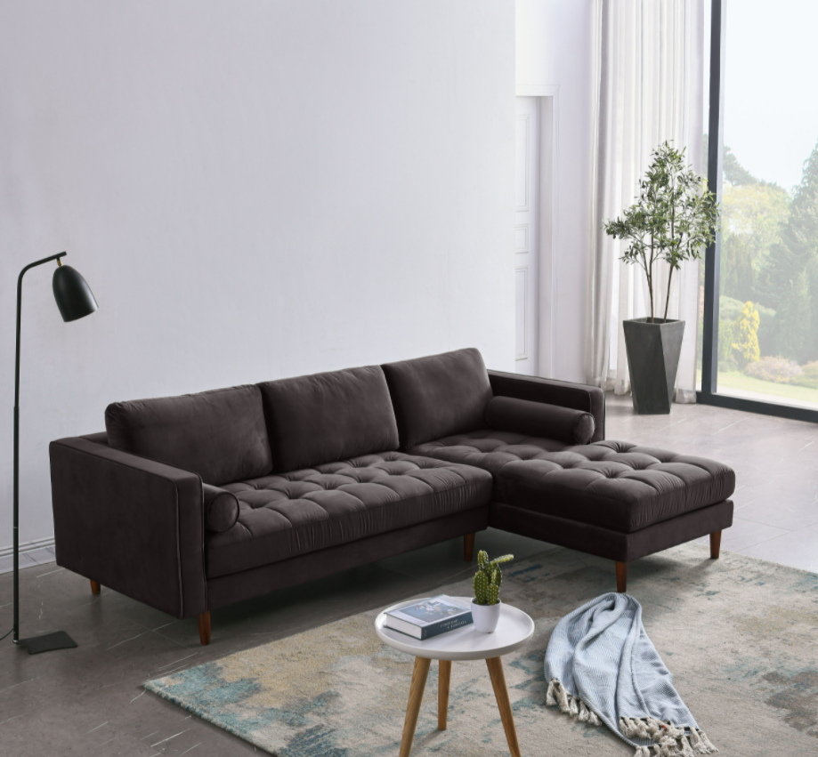 Rubeza Scott 4 Seater Right Hand Facing Chaise End Corner Sofa - Iron Grey