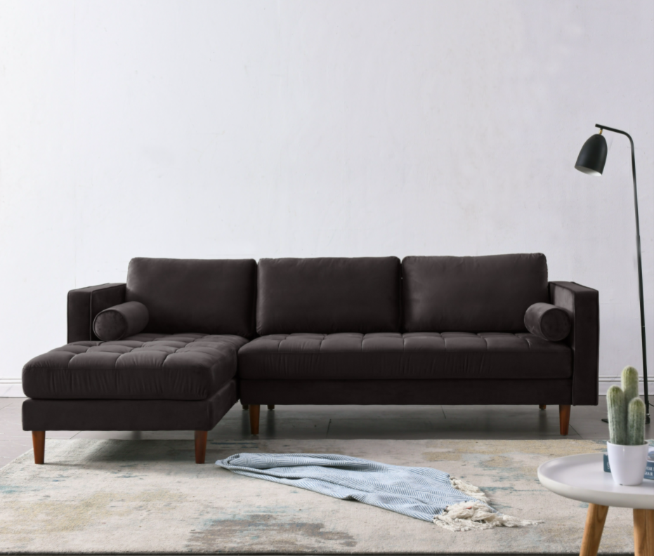 Rubeza Scott 4 Seater Left Hand Facing Chaise End Corner Sofa - Iron Grey