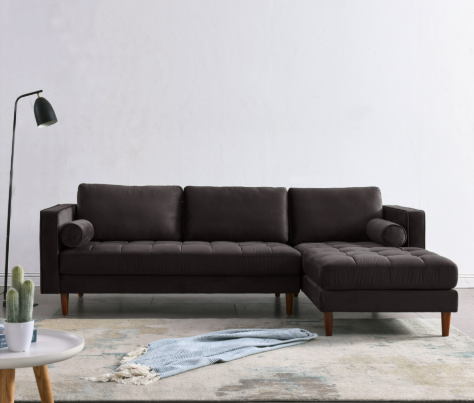 Rubeza Scott 4 Seater Right Hand Facing Chaise End Corner Sofa - Iron Grey