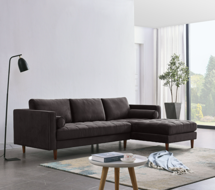 Rubeza Scott 4 Seater Right Hand Facing Chaise End Corner Sofa - Iron Grey