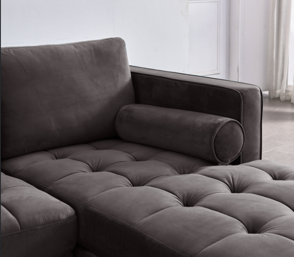 Rubeza Scott 4 Seater Right Hand Facing Chaise End Corner Sofa - Iron Grey