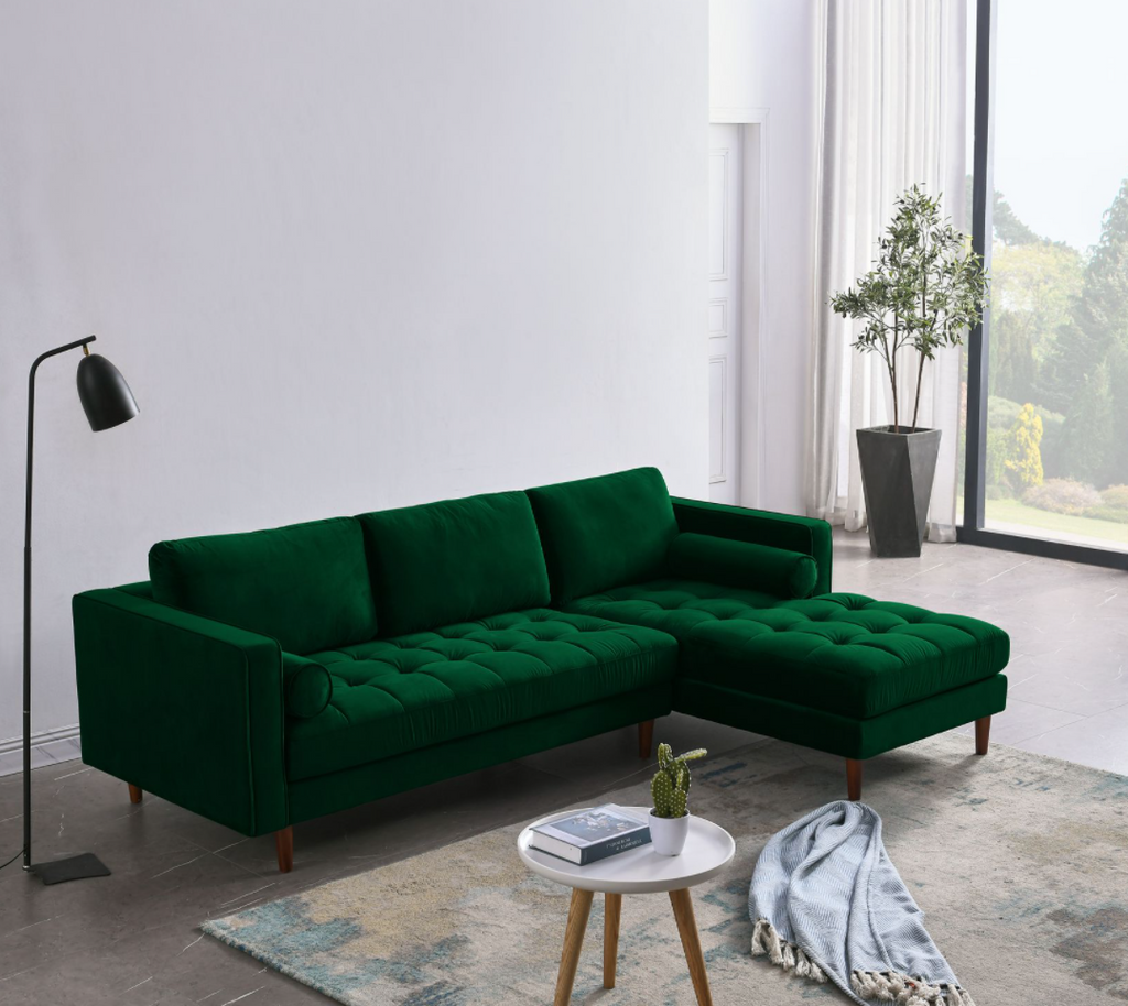 Rubeza Scott 4 Seater Right Hand Facing Chaise End Corner Sofa - Super Emerald Green