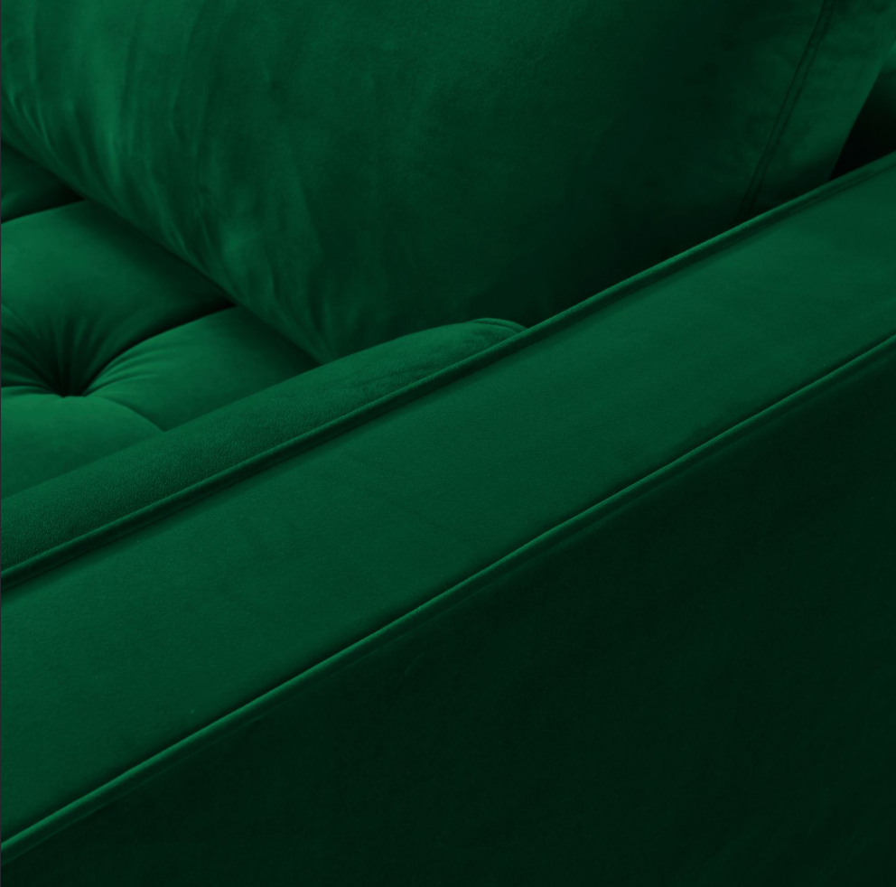 Rubeza Scott 4 Seater Right Hand Facing Chaise End Corner Sofa - Super Emerald Green