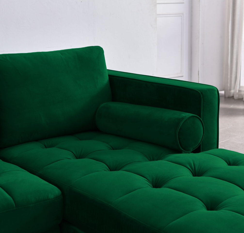 Rubeza Scott 4 Seater Right Hand Facing Chaise End Corner Sofa - Super Emerald Green