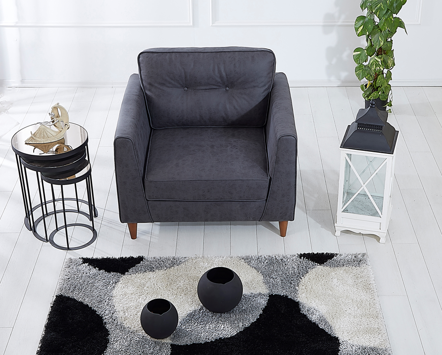 Rubeza Leo Vegan Leather Armchair - Antrasit Grey